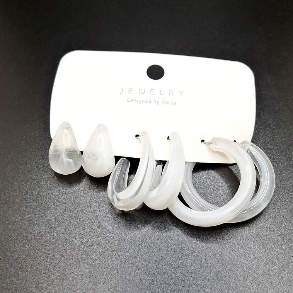 White chunky hoop earrings resin hoops